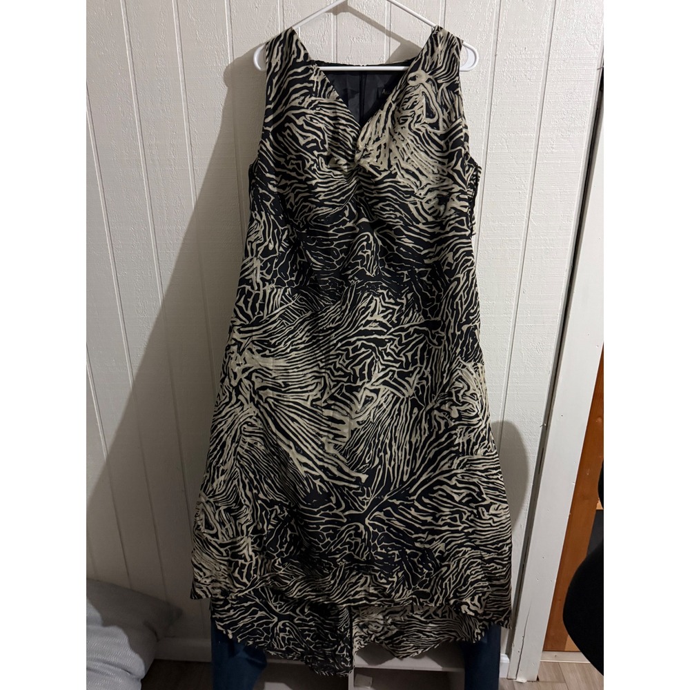 Ashley Stewart Zebra Print Cold Shoulder Maxi Dress Black Tan Plus Size 20